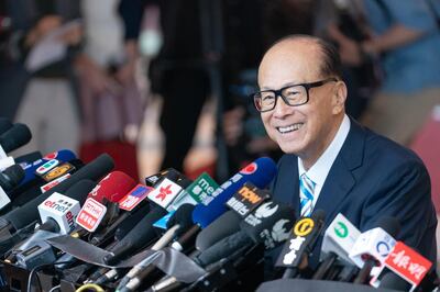 Li Ka-shing, former chairman and senior adviser of CK Hutchison Holdings Ltd. and CK Asset Holdings Ltd., speaks during a news conference following the companies' annual general meetings in Hong Kong, China, on Thursday, May 10, 2018. The 89-year-old tycoon, who announced his retirement plans in March, resigned as chairman of the two companies today. His eldest son, 53-year-old Victor Li, will take over. Photographer: Anthony Kwan/Bloomberg