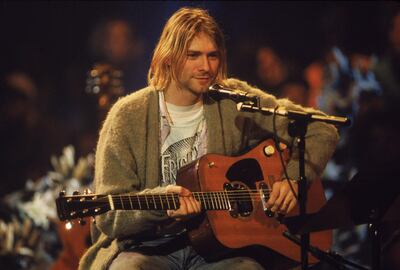 American singer and guitarist Kurt Cobain (1967 - 1994), performs with his group Nirvana at a taping of the television program 'MTV Unplugged,' New York, New York, Novemeber 18, 1993. (Photo by Frank Micelotta/Getty Images)