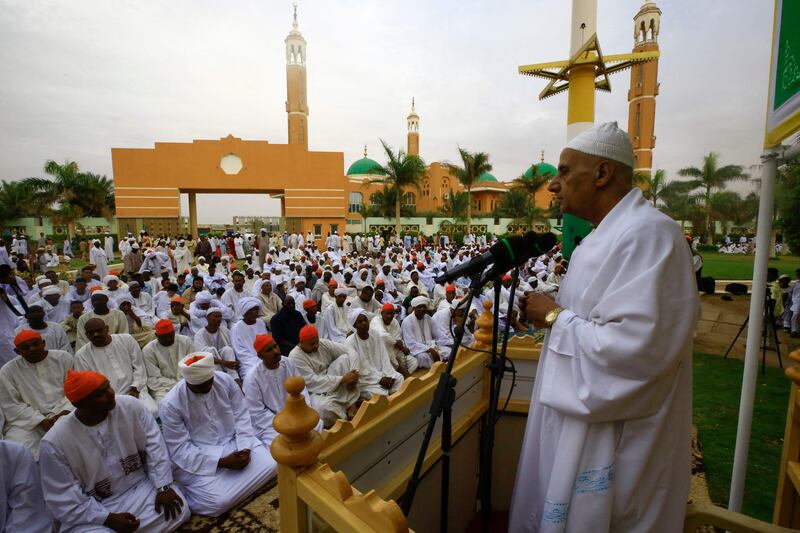 In Sudan, Muslims gather to pray at the Al Burhaniya Mosque in Khartoum as Eid Al Adha begins. AFP