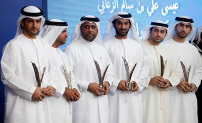 Dubai , United Arab Emirates- February, 22 , 2011:  Winners pose for the group photo after receving the  Mohammed bin Rashid awards for Young Business Leaders  in Dubai.   ( Satish Kumar / The National )