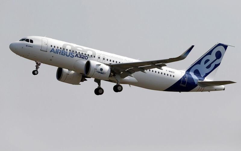 FILE PHOTO: The Airbus A320neo (New Engine Option) takes off during its first flight event in Colomiers near Toulouse, southwestern France, September 25, 2014. REUTERS/Regis Duvignau/File Photo