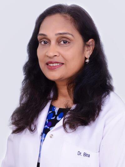 Dr Bina Rabadia, specialist dermatologist at Dubai London Clinic & Speciality Hospital. 