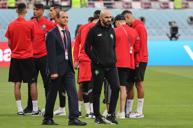 Morocco's coach Walid Regragui, right, are aiming to clinch a medal in the third-place play-off against Croatia. AFP