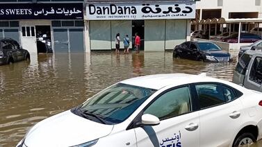 The music shop owned by Jordanian Abdel Fattah Mahmoud was badly damaged by the flooding in Sharjah. Photo: Abdel Fattah Mahmoud