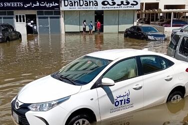 The music shop owned by Jordanian Abdel Fattah Mahmoud was badly damaged by the flooding in Sharjah. Photo: Abdel Fattah Mahmoud