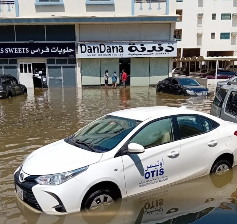 Heavy flooding has caused severe damage in Sharjah. Not least to the music shop owned by Jordanian Abdel Fattah Mahmoud. Photo: Abdel Fattah Mahmoud