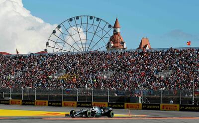 TOPSHOT - Mercedes' British driver Lewis Hamilton during the Formula One Russian Grand Prix at The Sochi Autodrom Circuit in Sochi on September 29, 2019.  / AFP / Dimitar DILKOFF
