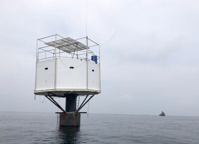 epa07513235 A handout photo made available by the Royal Thai Navy (RTN) shows an exterior view of a 'Seastead', a floating 'living platform' in the Andaman Sea, some 12 nautical miles off the coast of Phuket island, southern Thailand, 13 April 2019 (reissued 18 April 2019). According to media reports, Bitcoin entrepreneurs US national Chad Andrew Elwartowski and his Thai wife Supranee Thepdet, have gone into hiding as they fear that they may have to face death penalty after building a home on a platform in international waters close to Thailand's coast with the intent to set up a permanent outpost out of any state territories.  EPA/ROYAL THAI NAVY HANDOUT  HANDOUT EDITORIAL USE ONLY/NO SALES
