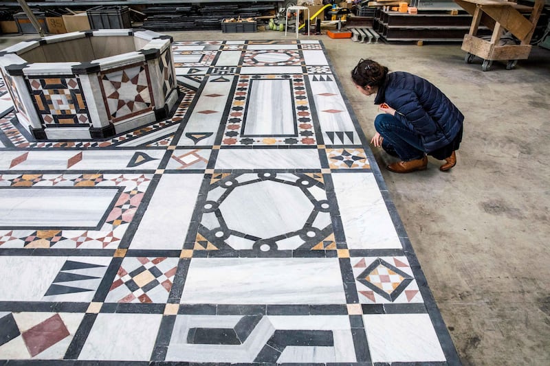 Christophe Morin / IP3 . Illustration of a restoration workshop on February 6, 2017 in Saint Romain en Gal, France, which is installed Ottoman pavement renovation to be presented at the Louvre Abu Dhabi during the year 2017. 
Picture: Christophe Morin for The National