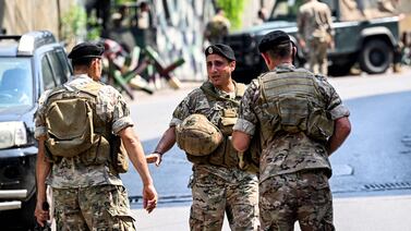 Lebanese soldiers near the US embassy in Beirut earlier this month after a man fired shots at the compound. AFP