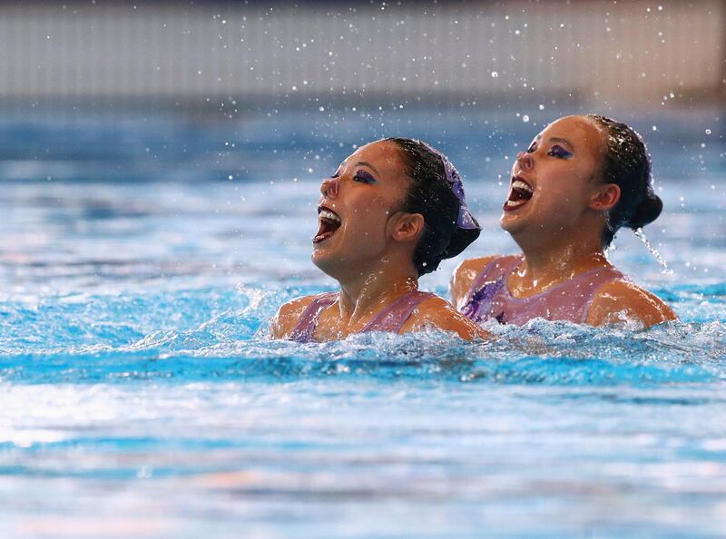 Foong Yan Nie and Gan Hua Wei of Malaysia during Artistic Swimming at the Asian Games in Jakarta, Indonesia. Athit Perawongmetha / Reuters