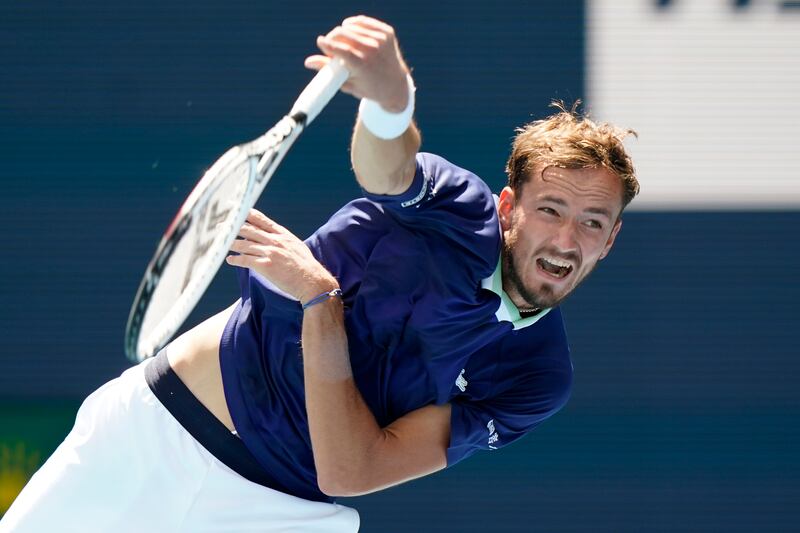 Daniil Medvedev hit 14 aces on his way to beating Pedro Martinez in the Miami Open third round. AP