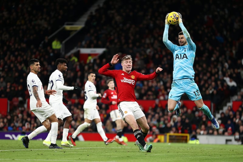 SPURS RATINGS: No chance with Hojlund’s thumping strike or Rashford’s well-placed finish, United’s only shots on target the entire game. Getty Images