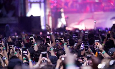 The crowd of concertgoers watching Eminem's performance at Coachella in 2018. Reuters 