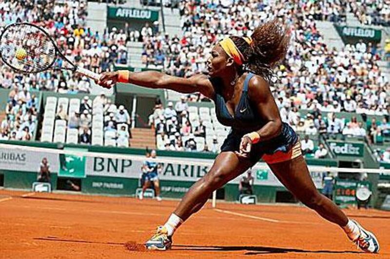 USA's Serena Williams returns to Russia's Svetlana Kuznetsova in Paris. Patrick Kovarik / AFP