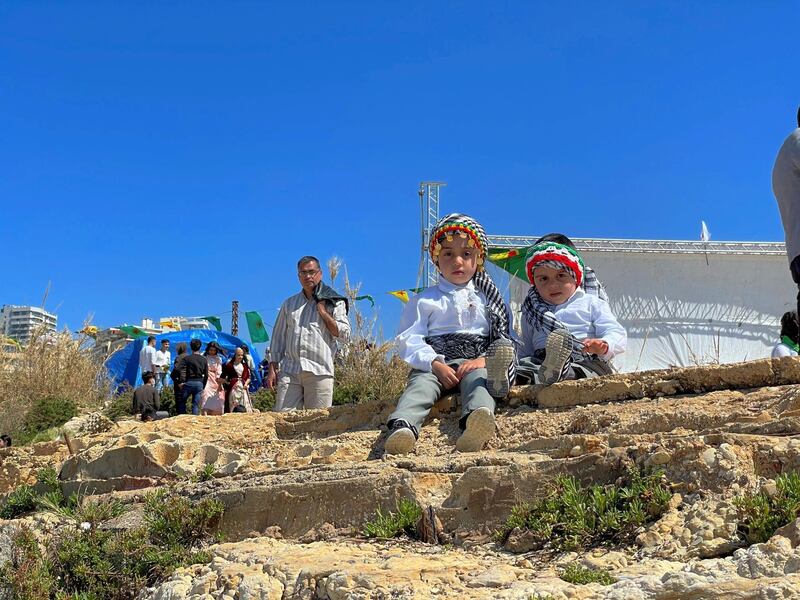 Kurds in Lebanon gather on the Beirut coast to celebrate the spring welcoming a week late following a Covid-19 lockdown. Mahmoud Rida / The National