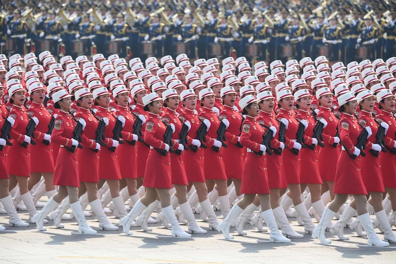 Chinese troops march. AFP