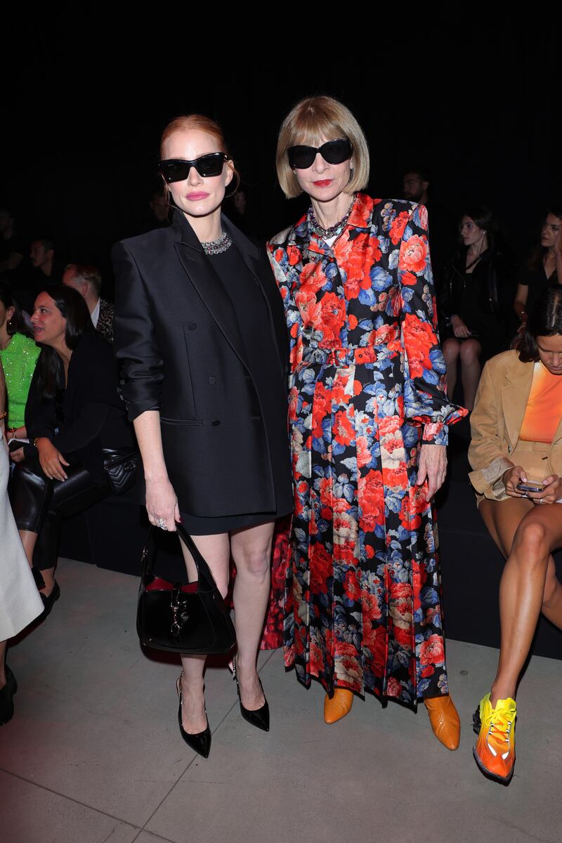 Jessica Chastain and Anna Wintour at Gucci. Getty Images 