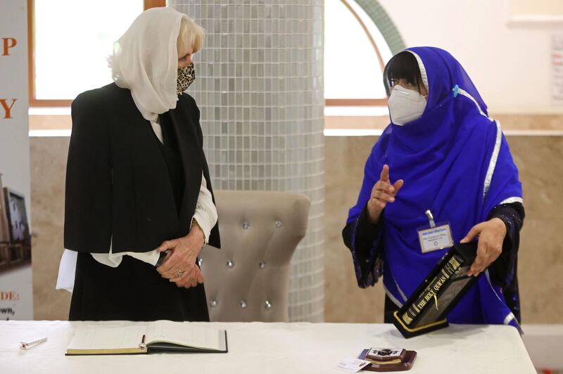 Camilla, Duchess of Cornwall was given a tour of the mosque by Sister Bibi Khan, president of the London Islamic Cultural Society. AFP