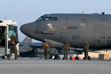 The 69th Bomb Squadron board B-52H Stratofortress bomber 'Wham Bam II' is prepared in North Dakota for yesterday's Middle East flight. US Air Force via AP)