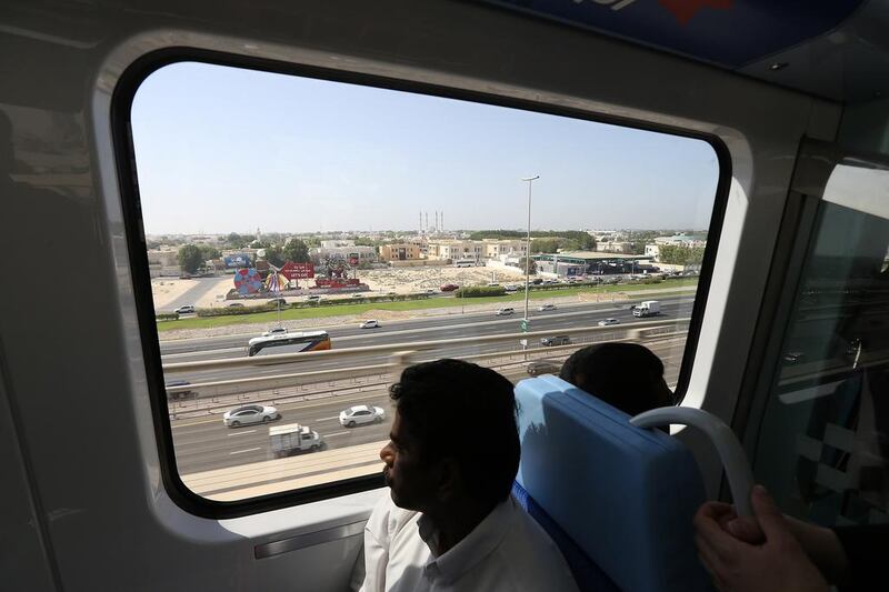 The designed capacity of the Dubai Metro network (both Red and Green lines) is 26,000 riders per hour per direction. Both lines are expected to carry 800,000 riders per day (about 292 million per year) in 2020. Pawan Singh / The National 
