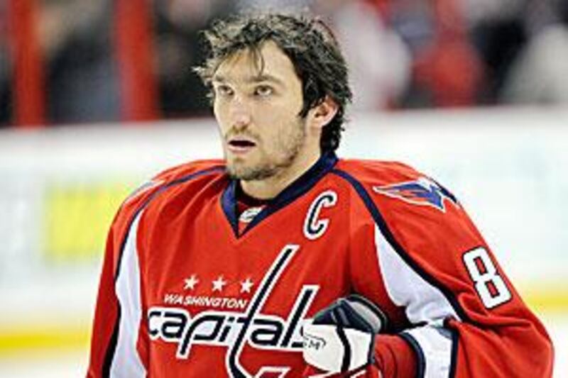 Alex Ovechkin warms up before the game against the Montreal Canadiens at the Verizon Centre.