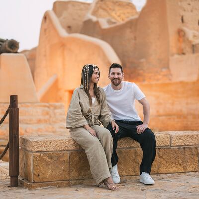 Lionel Messi and his wife Antonella Roccuzzo in Diriyah. Photo: Saudi Tourism Authority