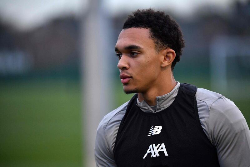 Defender Trent Alexander-Arnold trains before the Champions League match against Genk. AFP