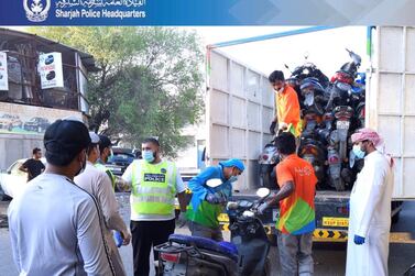 Sharjah Police seize thousands of bikes in the emirate as part of a safety drive. Courtesy: Sharjah Police