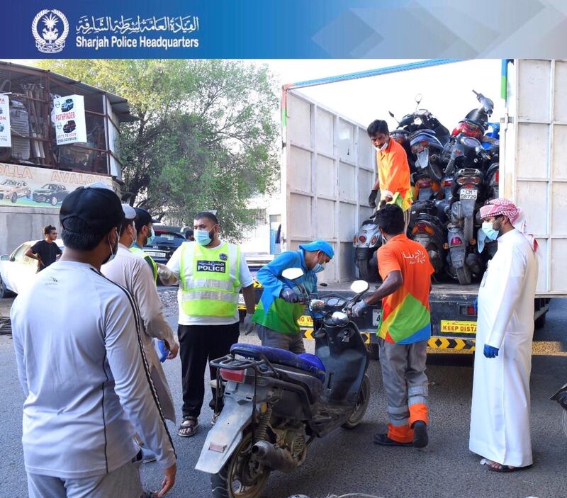 Sharjah Police seize thousands of bikes in the emirate as part of a safety drive. Courtesy: Sharjah Police