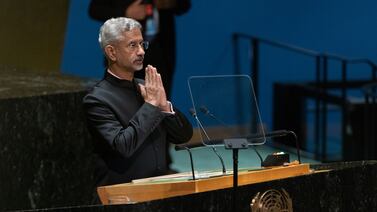 Subrahmanyam Jaishankar, India's External Affairs Minister, speaks during the UN General Assembly in New York. Bloomberg