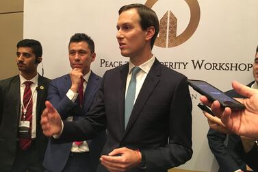 Jared Kushner, President Donald Trump's son-in-law and adviser, speaks at the US-sponsored "Peace to Prosperity Workshop" in Bahrain. AFP