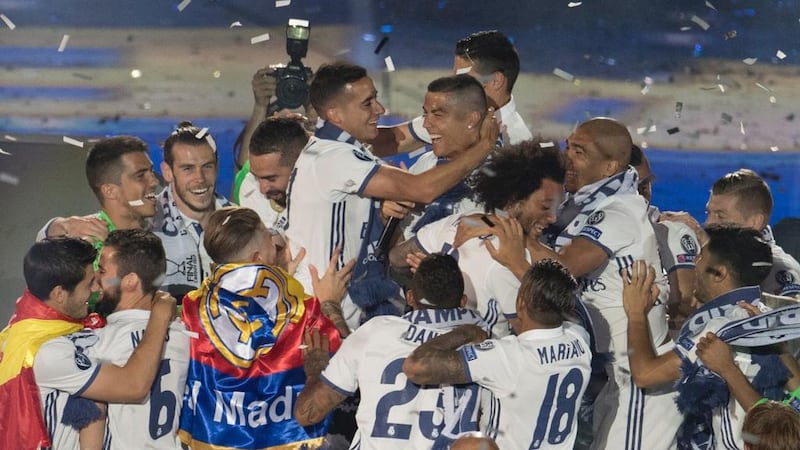 Real Madrid's players during a celebration after their victory against Juventus after the Uefa Champions League final in June. Curto De La Torre / AFP