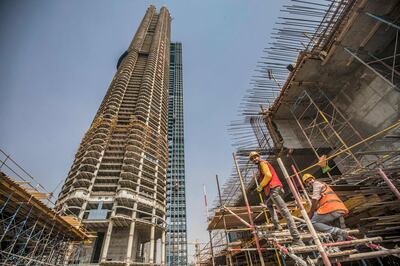 The Iconic Tower skyscraper under construction at Egypt's New Administrative Capital mega-project, 45 kilometres east of Cairo. It is now complete and due to open in the first quarter of this year. AFP