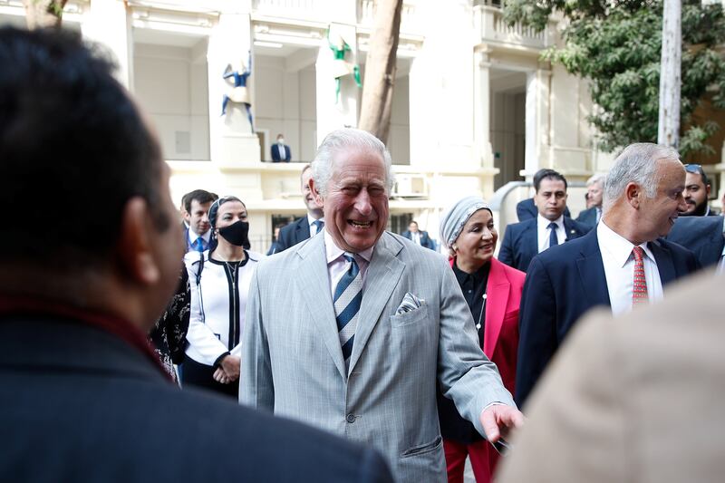 Prince Charles in Tahrir Square, downtown Cairo, during his visit to the Middle East. Reuters