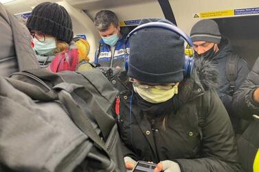 A busy Tube train on Thursday. Father Grant Ciccone