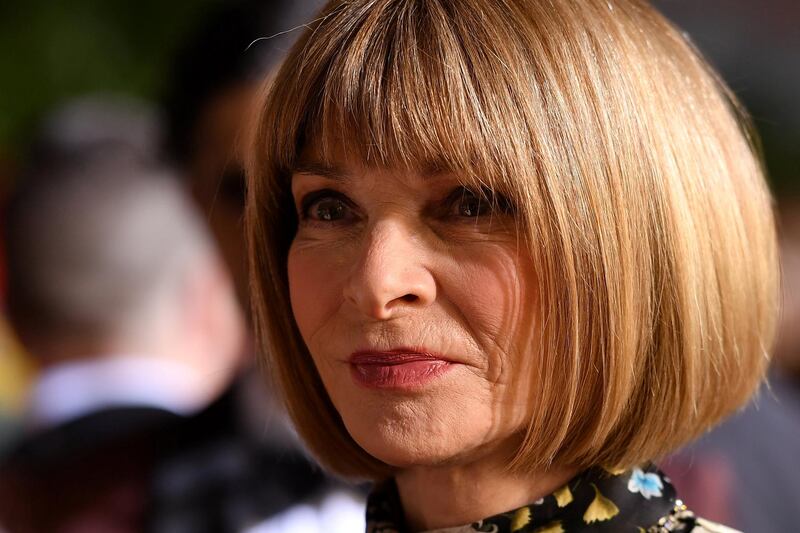 Vogue Editor-in-Chief Anna Wintour speaks to a journalist as she attend the 73rd Annual Tony Awards at Radio City Music Hall on June 9, 2019 in New York City. (Photo by Angela Weiss / AFP)