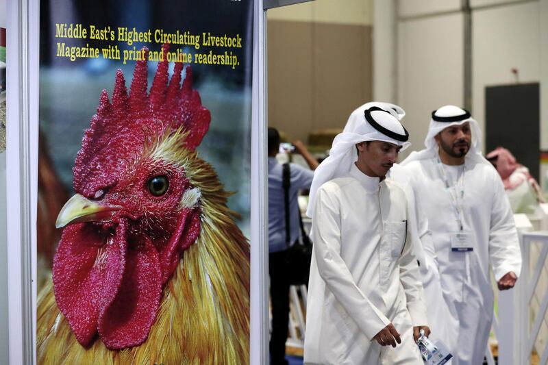 ABU DHABI ,  UNITED ARAB EMIRATES , SEPTEMBER 2 – 2019 :- Visitors during the EuroTier Middle East animal farming exhibition held at ADNEC in Abu Dhabi. ( Pawan Singh / The National ) For News. Story by Daniel