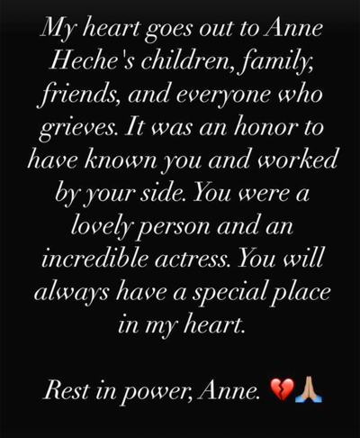 Priyanka Chopra paid tribute to Anne Heche on Instagram. Photo: Priyanka Chopra / Instagram