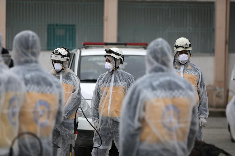 Syrian volunteer group The White Helmets have been disinfecting schools in the Aleppo countryside as part of efforts to contain coronavirus. Courtesy: The White Helmets.