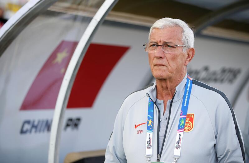 epa07267440 Italian Marcello Lippi head coach of China  during the 2019 AFC Asian Cup group C preliminary round match between China and Kyrgyz Republic in Al Ain, United Arab Emirates, 07 January 2019.  EPA/ALI HAIDER