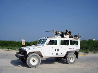 Africa Union peacekeepers man a checkpoint in the Somalian capital of Mogadishu.  AFP