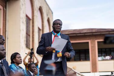 Nobel peace laureate Dr Denis Mukwege, returning back to the DRC since winning the award, urged authorities to respect the constitution. AFP.    