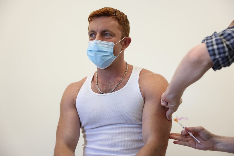 A man receives a vaccination dose against monkeypox in London. Getty Images