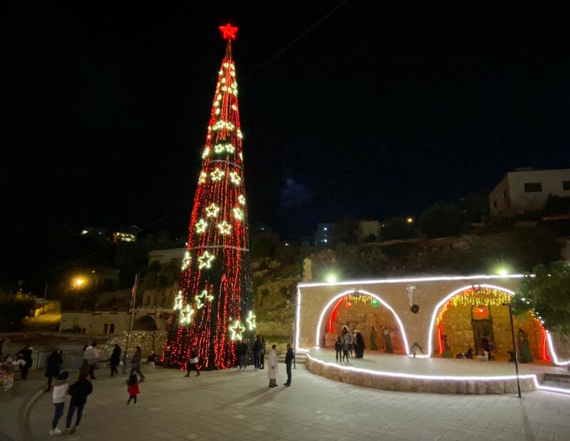 A Christmas tree at a festive market in the city of Fuheis, near Amman, Jordan. Reuters
