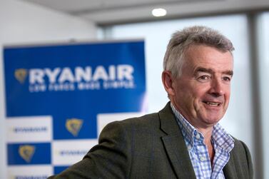 Michael O'Leary, chief executive officer of Ryanair Holdings Plc, reacts during a news conference in London, U.K., on Wednesday, Sept. 12, 2018. O'Leary told the news conference that he won't "roll over" in the face of unreasonable demands, while pledging to work to avoid walkouts wherever possible. Photographer: Chris Ratcliffe/Bloomberg