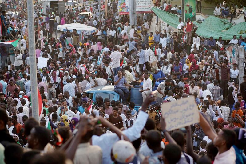 Protesters on the streets of Khartoum , Sudan  EPA