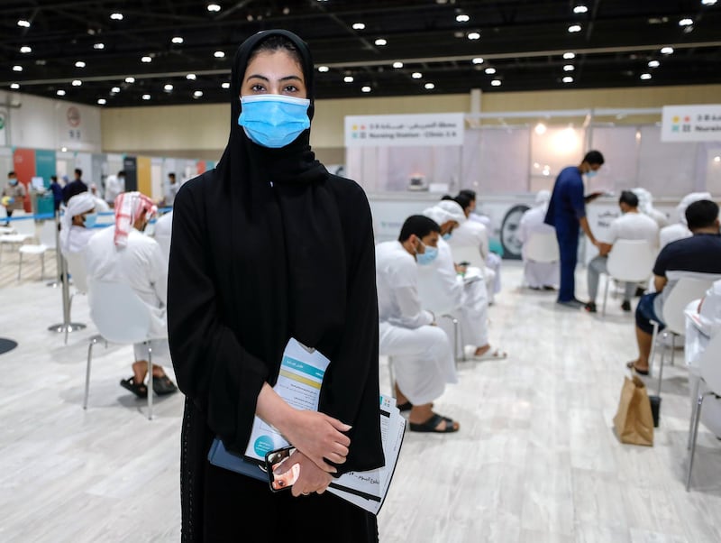 Abu Dhabi, United Arab Emirates, August 6, 2020.  --  Maryam Al Mannaee -26
 A busy day at the ADNEC volunteer facility. 
Victor Besa /The National
Section: NA
Reporter:  Shireena Al Nowais