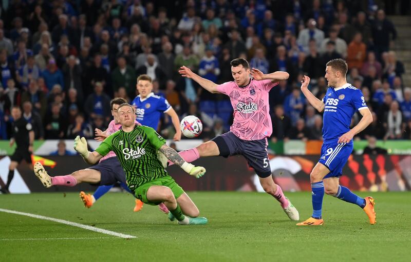 EVERTON RATINGS: Jordan Pickford - 7, A deflection off Keane stopped him getting enough on Soyuncu’s shot to keep it out and he was given little chance of stopping Vardy, but the goalkeeper did well to deny Maddison’s penalty. Getty Images