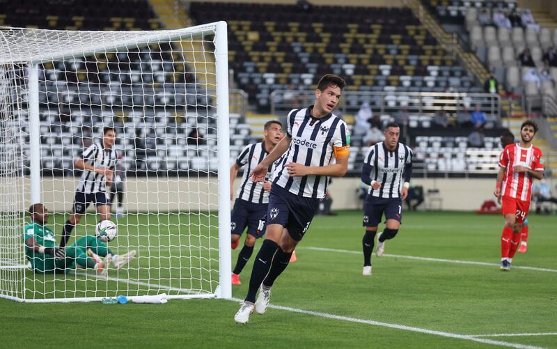 Cesar Montes celebrates scoring Monterrey's third goal at Al Nahyan Stadium. Reuters